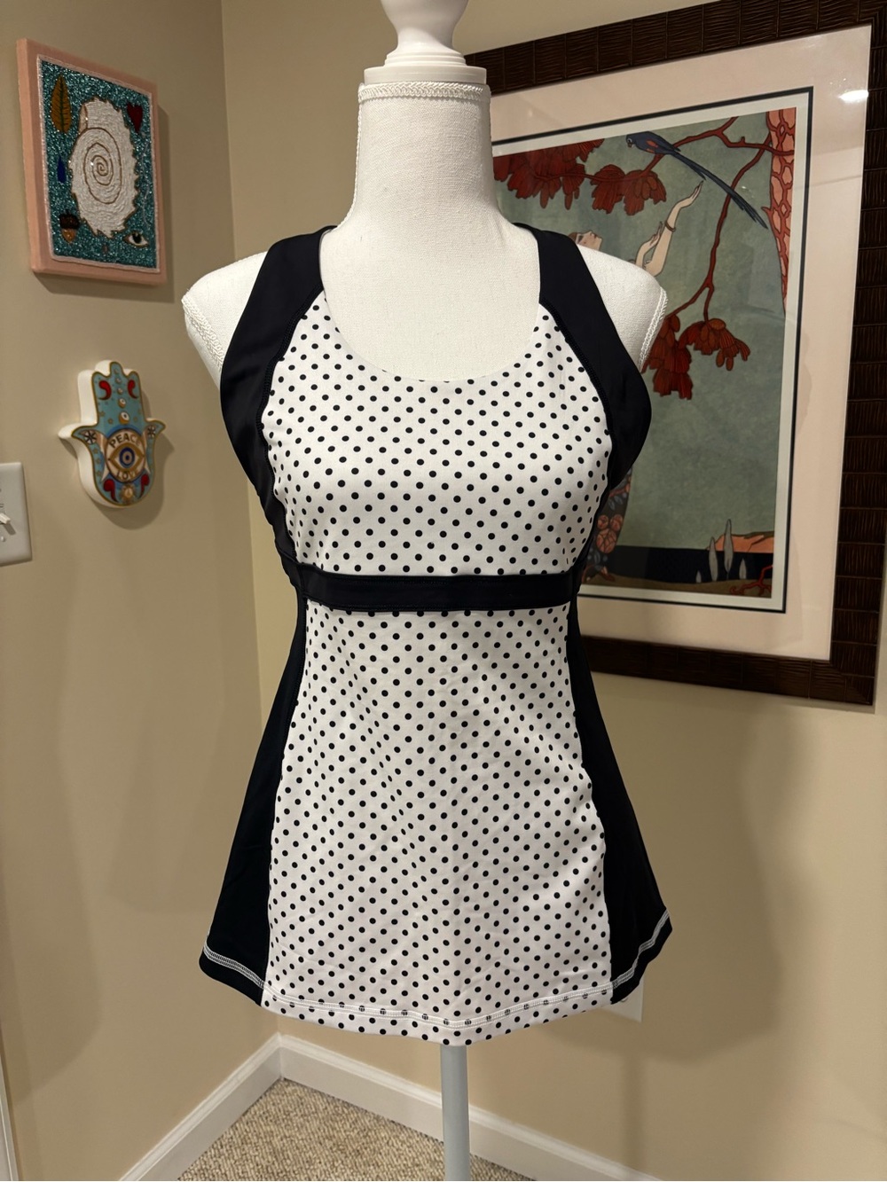 lululemon athletica Black & White Polka Dot Racerback Tank